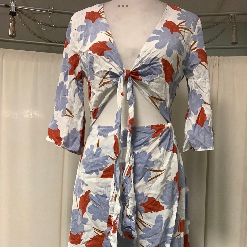 L*Space floral cut out tie high low dress